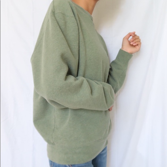 Light Green Crewneck Sweater size S Blue logo - Picture 2 of 4